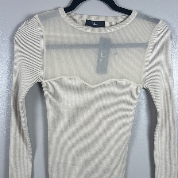 NWT Lulu’s Cream Ribbed Long Sleeve Top - Picture 3 of 7